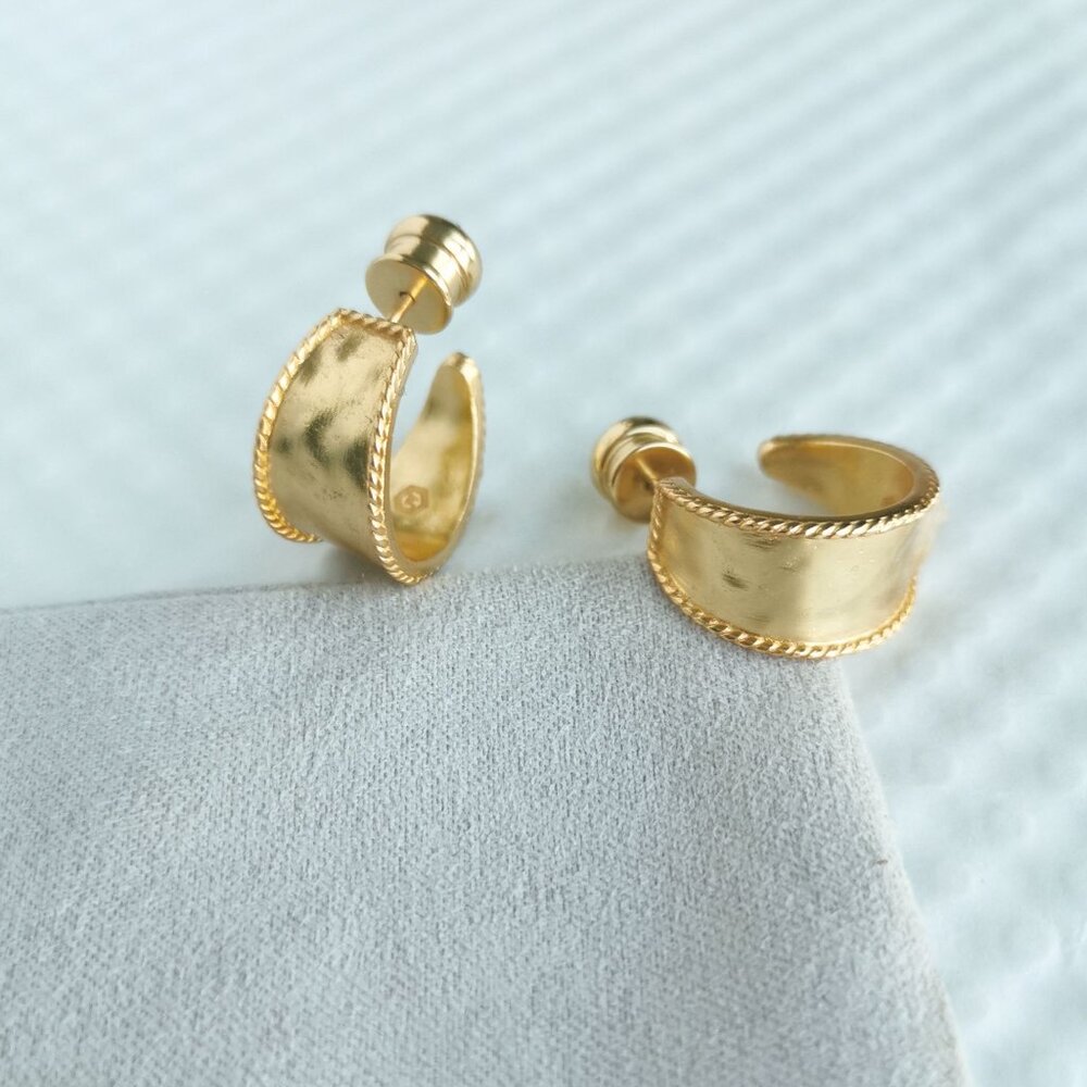 Julie Vos Gold Savoy Extra Small Hoop Earrings NEW